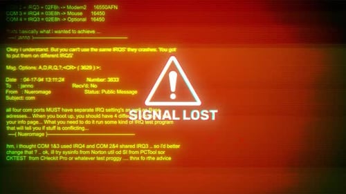 Signal Lost On Hacking & Error Message Digital Screen Message On Computer Screens