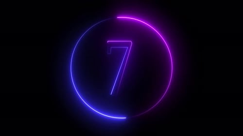 10 to 0 second modern digital countdown timer animation on black background.