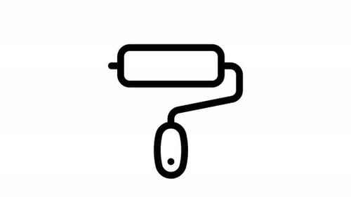 Minimalist Paint Roller Icon Line Art Animation