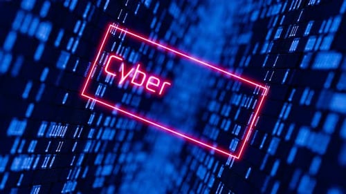 Digital security concept. Cyber attack with warning. Cyber attack warning sign on virtual digital sc