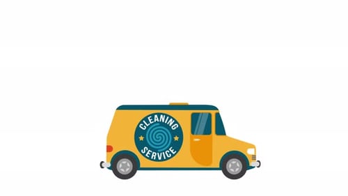 Flat Design Animated Cleaning Service Van