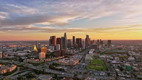 Los Angeles Downtown Aerial Panorama Los Angeles Downtown at Night Los Angeles Skyline Night Urban