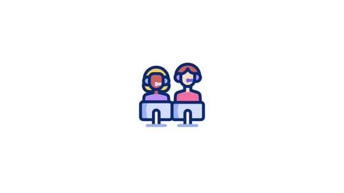 Modern Animated Customer Service Team with Headsets Icon