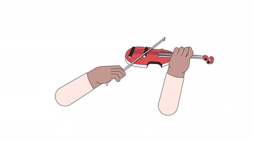 Hands playing violin line 2D character hands animation