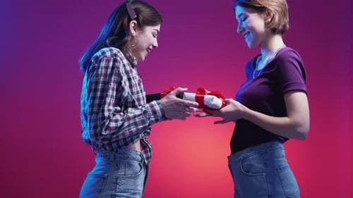 Cadeau de Noël surprise pour femme, néon, personnes