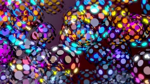Vibrant Abstract Colorful Polka Dot Spheres Looping Background