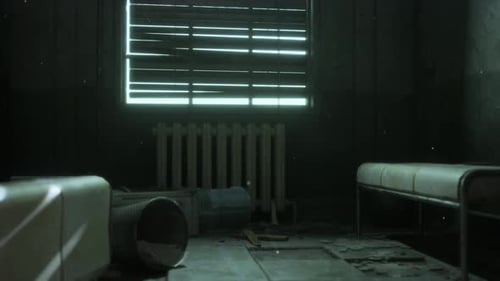 Set Up View of Dark Room Abandoned in the Psychiatric Hospital