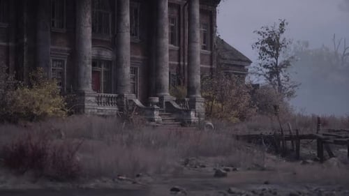 Abandoned Mansion in an Overgrown Landscape