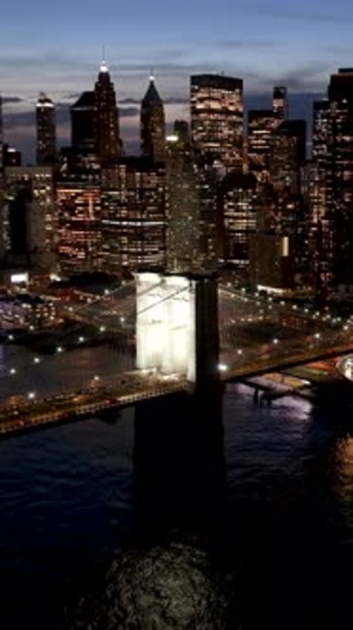 Sunset in Brooklyn Bridge At Manhattan In New York United States