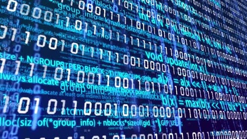Blue Binary Code Digital Data Stream Background Loop