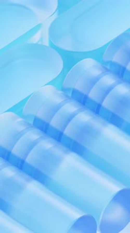Seamless Loop of Blue Translucent Geometric Shapes