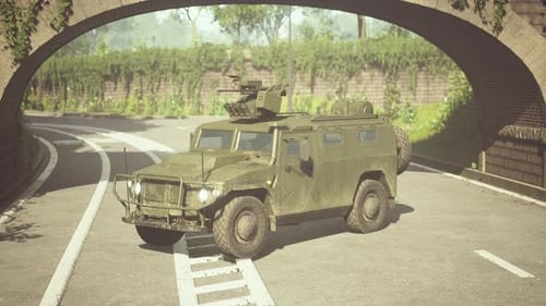 Armored Military Car in Big City