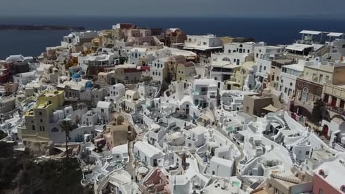 Vista aérea de Oia, Santorini, Grecia