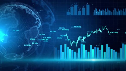 Stock Market Tickers with Graphs and Charts Digital