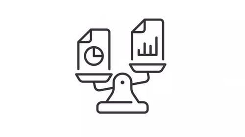 Animated Line Icon of Data Comparison on a Balance Scale