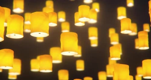 Sky Lanterns Flying - 4K