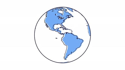 Flat Design Earth Globe Rotation Loop Animation