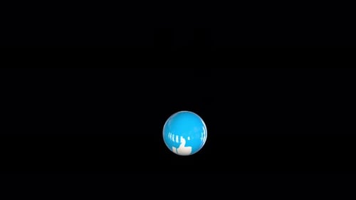 Daumen hoch, Emoji, das vor schwarzem Hintergrund auf den Boden fällt, digitale Animation, Konzept, Emotion, Social