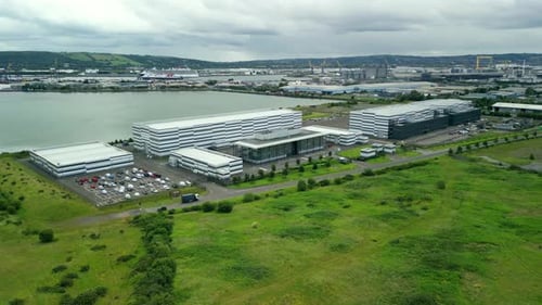 Smooth Anti Clockwise Aerial Drone Sweep Capturing the Virtual Environment of Studio Ulster