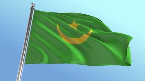 Mauritania National Flag Waving in Realistic 3D Motion