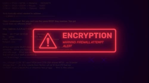 Cyber Security Encryption Alert with Glitch and Neon Effects
