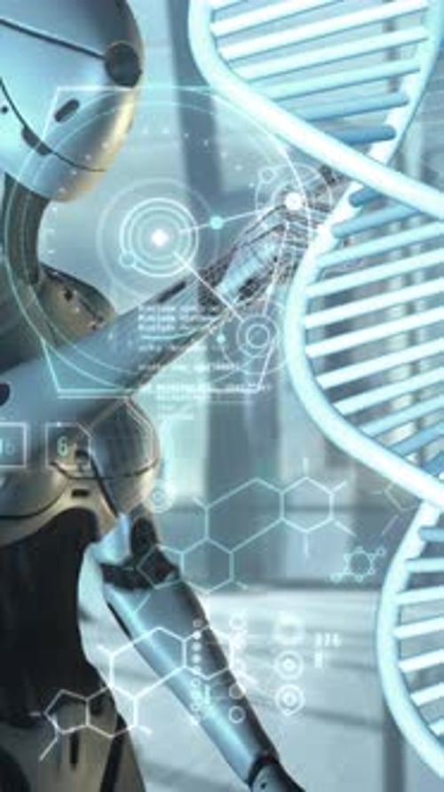 Android Works in the Field of Genetics 3D Render