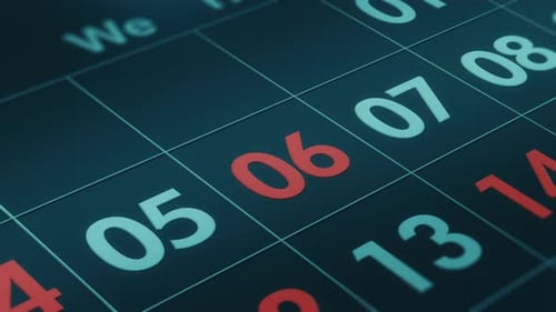 monthly calendar, close-up