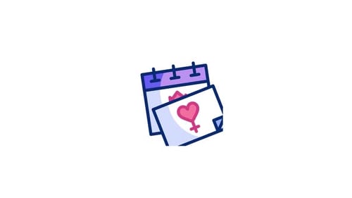 Animated Calendar Icon with Heart and Female Symbol