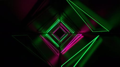 Pink And Turquoise Neon Triangles Tunnel Background Vj Loop In 4K