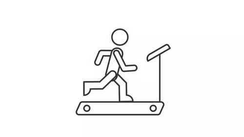 Flat Design Stick Figure Running on Treadmill Animation