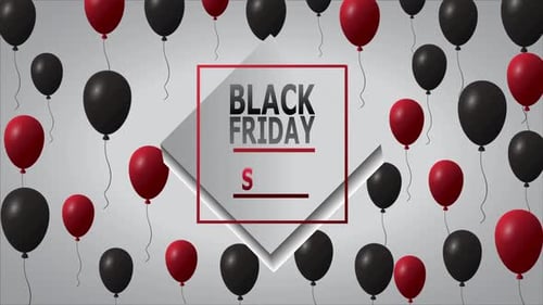 Black Friday Sale Text Reveal with Floating Balloons