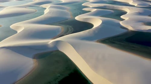Aerial View of White Sand Dunes and Water Pools
