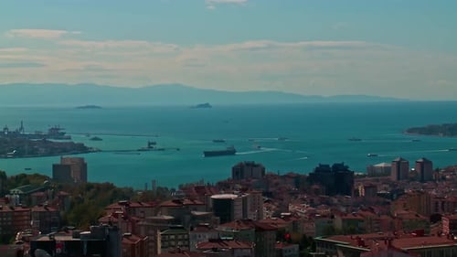 Istanbul et le Bosphore vus du ciel, mer de Marmara