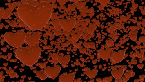 Animated Glossy Red Hearts Falling Background