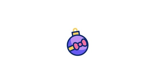Flat Design Christmas Ornament Animation with Bow