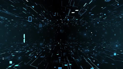 Blue High Tech Circuit Board Matrix Tunnel Background Loop