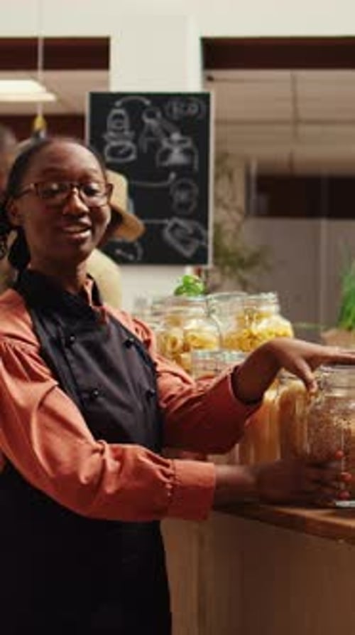 Vertical Video Eco Store Employee Recording Commercial Video on Social Media