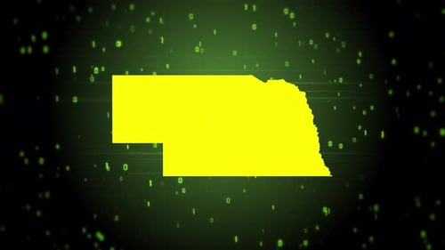 Glitch Digital Map Reveal with Binary Code Technology Background