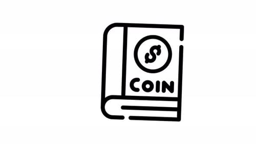 Animated Coin Book Icon Line Art