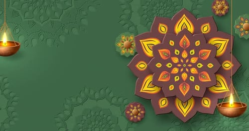 Animated Decorative Diwali Festival Background with Mandalas and Diyas
