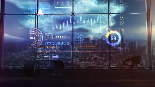 Futuristic Holographic UI Display for Cryptocurrency Exchange