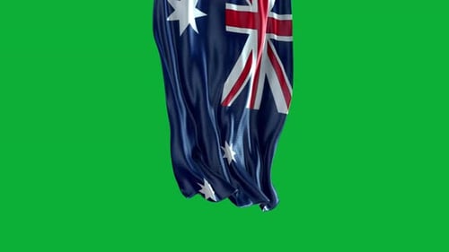 Realistic Australia Flag Waving Animation on Green Screen