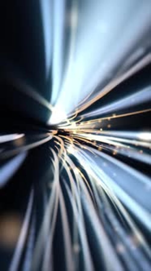 Vertikales Video — Hintergrund der faseroptischen Lichtstrahlen und Datenpartikeltechnologie