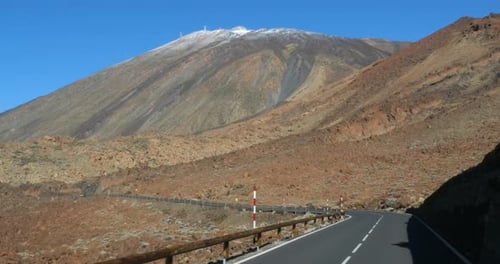 Driving the road leading to Teide volcano, Tenerife, Canary Islands, Spain