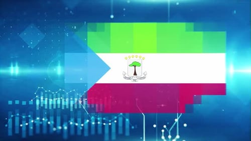 Equatorial Guinea Flag On Economy Background And Graph