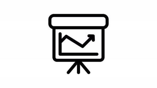 Animated Line Graph on Presentation Board Icon