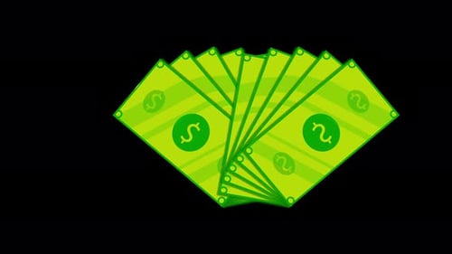 Animated Flat Design Money Bills Fanning Out