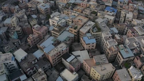 Chinese urban city village with buildings standing extremely close next to each other, Guangzhou, Gu