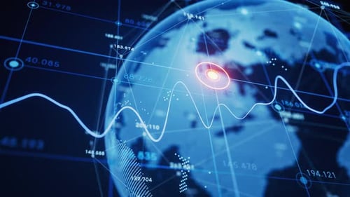 Statistical graph and virtual Earth with finance concept
