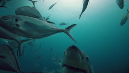 Great White Shark Carcharodon carcharias Neptune Islands South Australia 4k slow motion 50fps